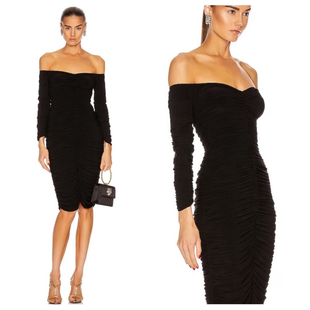 Norma Kamali Off Shoulder Slinky, Sz M (6), Black, NWT $303